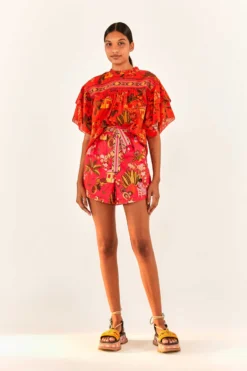 Red Secret Garden Organic Cotton Blouse -Outer Aura 299824 04 scaled