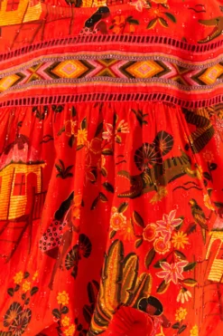 Red Secret Garden Organic Cotton Blouse -Outer Aura 299824 05 scaled