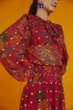 Farm Rio Red Sunset Tapestry Embroidered Maxi Dress -Outer Aura 301808 04 1