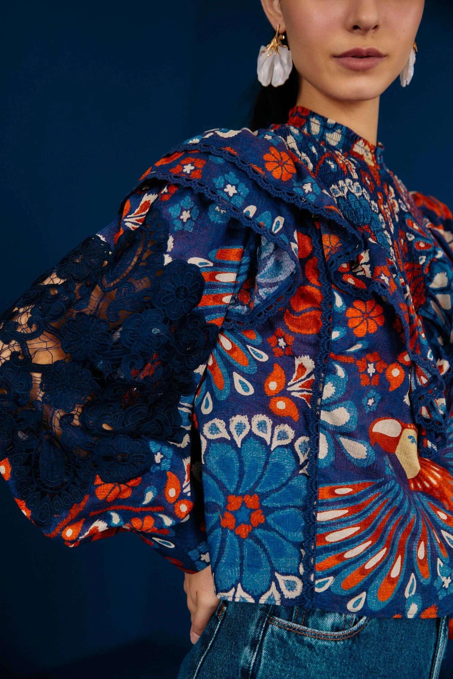 Farm Rio Navy Pineapple Flowers Blouse 2 Farm Rio Navy Pineapple Flowers Blouse - Image 2