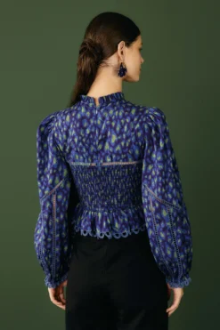 Farm Rio Blue Leopard Pop Blouse -Outer Aura 301831 03 scaled