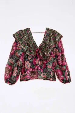 Black Flowers Garden Blouse -Outer Aura 301870 04 scaled