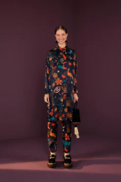 Farm Rio Black Cerrado Sky Lenzing™ Ecovero™ Viscose Shirtdress -Outer Aura 301933 04 1 scaled