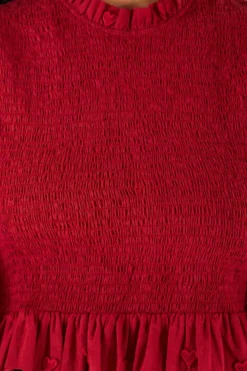 Farm Rio Burgundy 3D Hearts Blouse -Outer Aura 302015 05