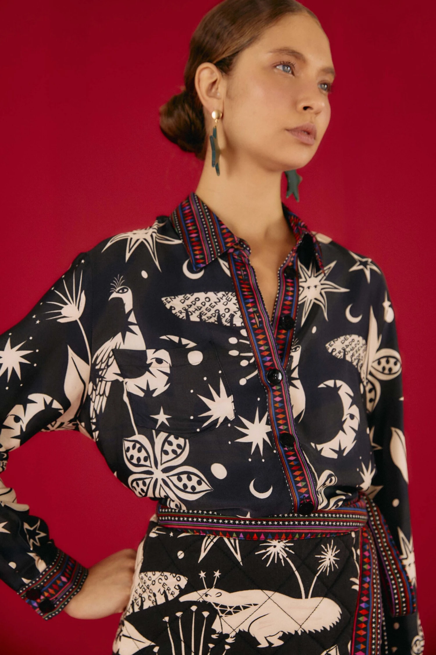 Farm Rio Black & White Cerrado Sky Shirt 1 Farm Rio Black & White Cerrado Sky Shirt