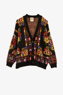 Farm Rio Black Flowers Tapestry Cardigan -Outer Aura 302204 04 scaled