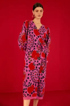 Farm Rio Pink Snake Fruit Sweater Dress