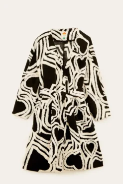 Farm Rio Black And White Wild Hearts Fleece Coat -Outer Aura 302234 06 scaled