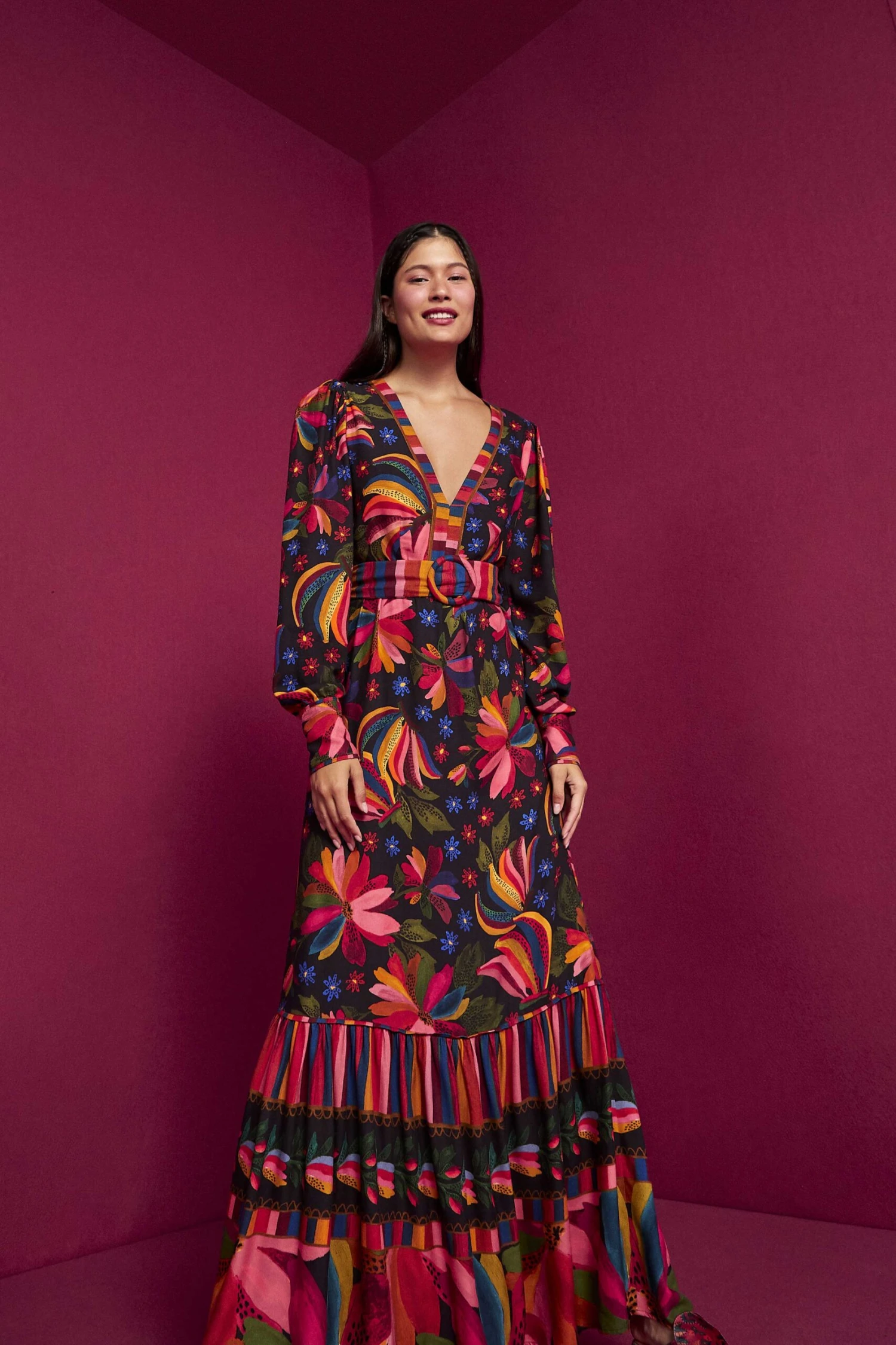 Farm Rio Black Banana Sky Lenzing™ Ecovero™ ViscoseMaxi Dress 1 Farm Rio Black Banana Sky Lenzing™ Ecovero™ ViscoseMaxi Dress