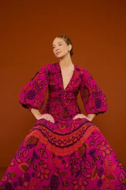Farm Rio Pink Macaw Forest Maxi Dress