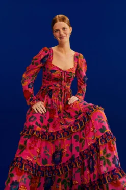 Farm Rio Pink Sweet Forest Maxi Dress