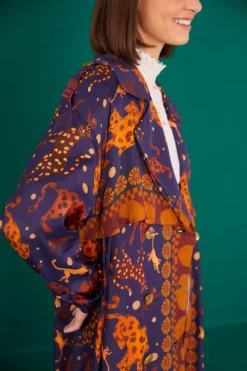 Farm Rio Navy Animal Sky Trench Coat -Outer Aura 303838 04