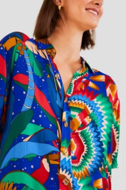 Farm Rio Mixed Blue Prints Unisex Shirt -Outer Aura 303855 03