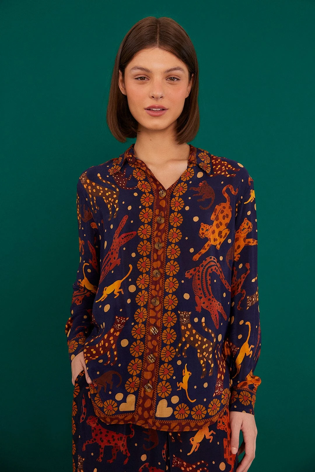 Farm Rio Navy Animal Sky Shirt 1 Farm Rio Navy Animal Sky Shirt