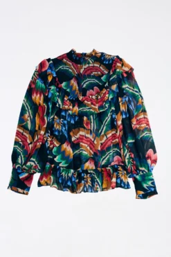 Farm Rio Black Chevron Forest Blouse -Outer Aura 303898 06