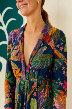 Farm Rio Navy Cool Macaw Maxi Dress -Outer Aura 303923 03