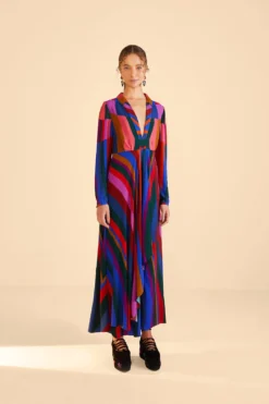 Farm Rio Magic Stripes Maxi Dress -Outer Aura 303924 02