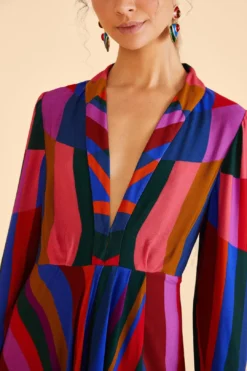 Farm Rio Magic Stripes Maxi Dress -Outer Aura 303924 03