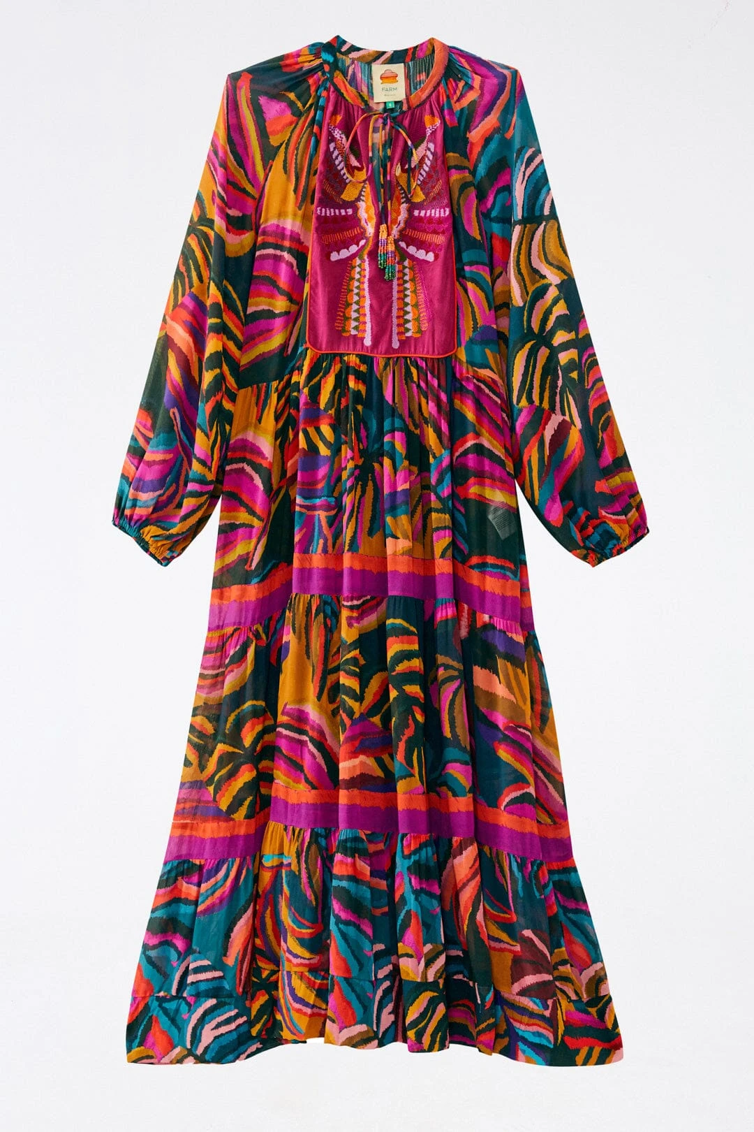 Farm Rio Graphic Foliage Embroidered Maxi Dress 6 Farm Rio Graphic Foliage Embroidered Maxi Dress - Image 6