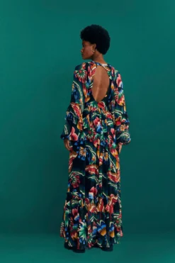 Farm Rio Black Chevron Forest Maxi Dress -Outer Aura 303935 04