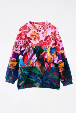 Farm Rio Lilac Mixed Prints Sweatshirt -Outer Aura 303954 05