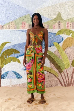 Farm Rio Toucans Scarf Lenzing™ Ecovero™ Viscose Crop Top -Outer Aura 303977 01