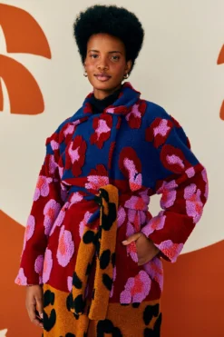 Farm Rio Mixed Leopards Fleece Coat