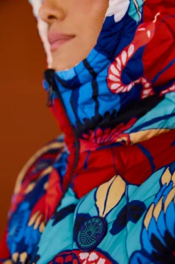 Farm Rio Black Graphic Floral Reversible Puffer Jacket -Outer Aura 304120 004