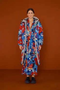 Farm Rio Black Graphic Floral Reversible Puffer Jacket -Outer Aura 304120 02