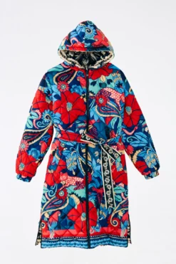 Farm Rio Black Graphic Floral Reversible Puffer Jacket -Outer Aura 304120 07