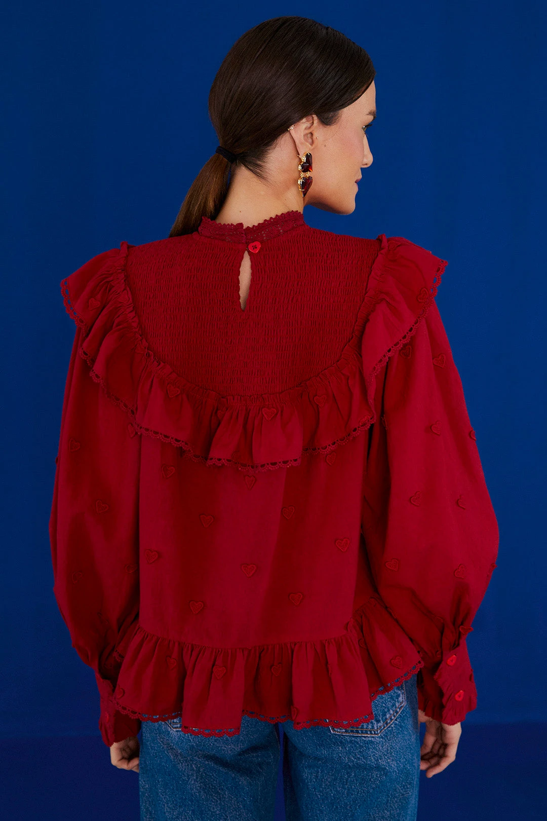 Farm Rio Red 3D Hearts Blouse 3 Farm Rio Red 3D Hearts Blouse - Image 3