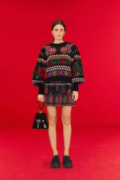 Farm Rio Black Flower Tapestry Sweater Skirt 9 Farm Rio Black Flower Tapestry Sweater Skirt -Outer Aura 304176 03