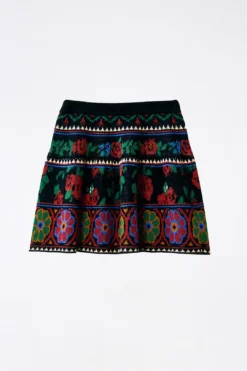 Farm Rio Black Flower Tapestry Sweater Skirt 10 Farm Rio Black Flower Tapestry Sweater Skirt -Outer Aura 304176 06