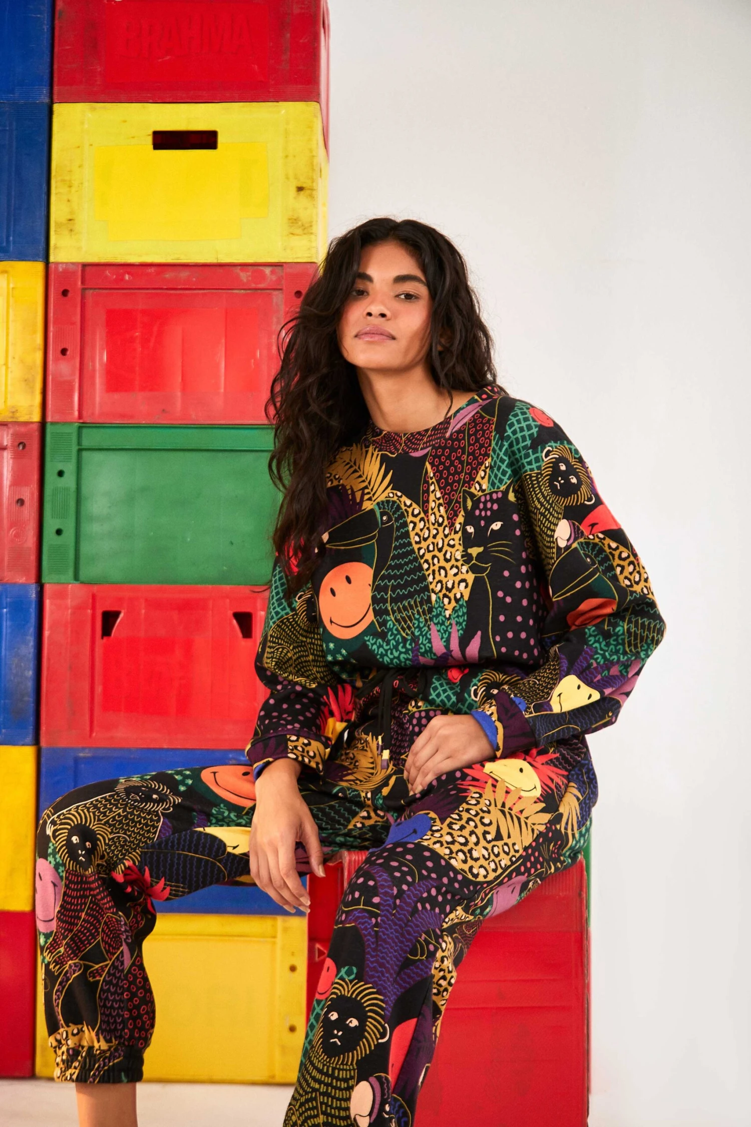 Farm Rio Pop Jungle Smiley® Sweatpants 1 Farm Rio Pop Jungle Smiley® Sweatpants