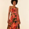 Orange Blooming Garden Maxi Dress