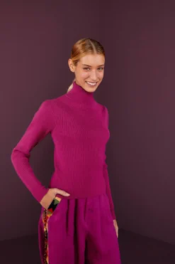 Farm Rio PINK KNIT BLOUSE -Outer Aura 305376 03 scaled