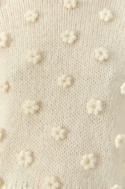 Farm Rio White Handmade Flowers Sweater -Outer Aura 305388 05