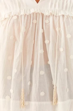 Farm Rio Off-White 3D Flowers Blouse -Outer Aura 306074 04