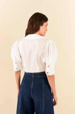 Farm Rio Off-White Cropped Blouse 5 Farm Rio Off-White Cropped Blouse -Outer Aura 306077 04