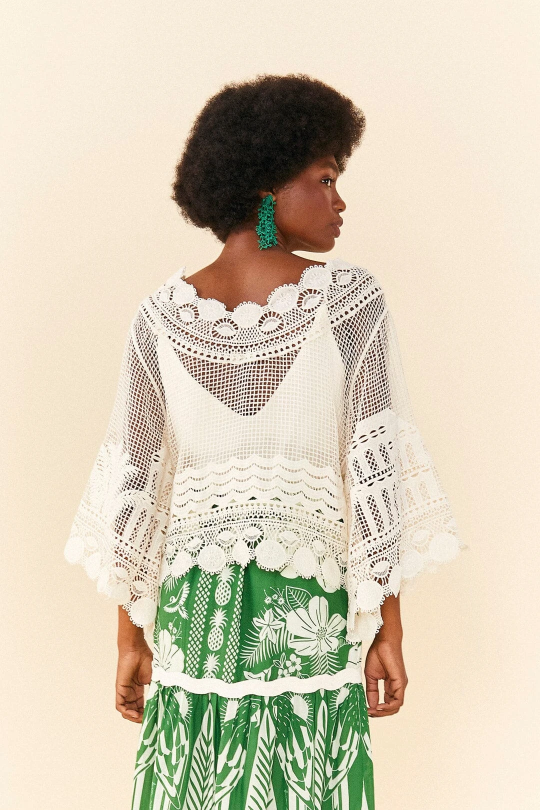 Farm Rio Off-White Morada Boa Guipire Blouse 2 Farm Rio Off-White Morada Boa Guipire Blouse - Image 2