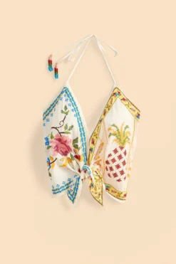 Farm Rio Grandma Gift Embroidered Halter Blouse -Outer Aura 306113 06