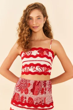 Farm Rio Off-White Rio Tiles Crop Top