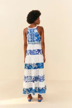 Farm Rio Mixed White And Blue Prints Maxi Dress 7 Farm Rio Mixed White And Blue Prints Maxi Dress -Outer Aura 306205 02