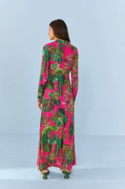 Farm Rio Pink Leaves Maxi Dress -Outer Aura 306210 04
