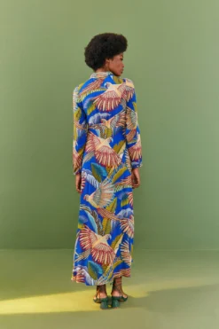 Farm Rio Blue Macaw Flight Maxi Dress -Outer Aura 306211 03