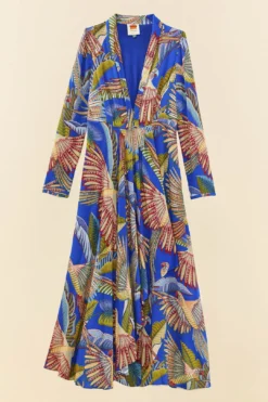 Farm Rio Blue Macaw Flight Maxi Dress -Outer Aura 306211 05