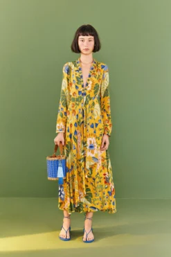 Farm Rio Yellow Summer Garden Maxi Dress