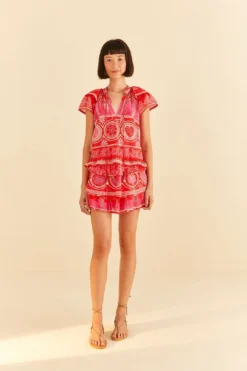 Farm Rio Red Summer Sunrise Blouse -Outer Aura 306223 03