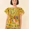Farm Rio Yellow Summer Garden Blouse