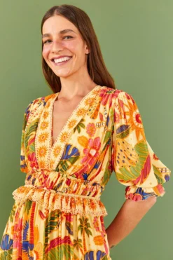 Farm Rio Yellow Rio Tapestry Maxi Dress -Outer Aura 306240 03